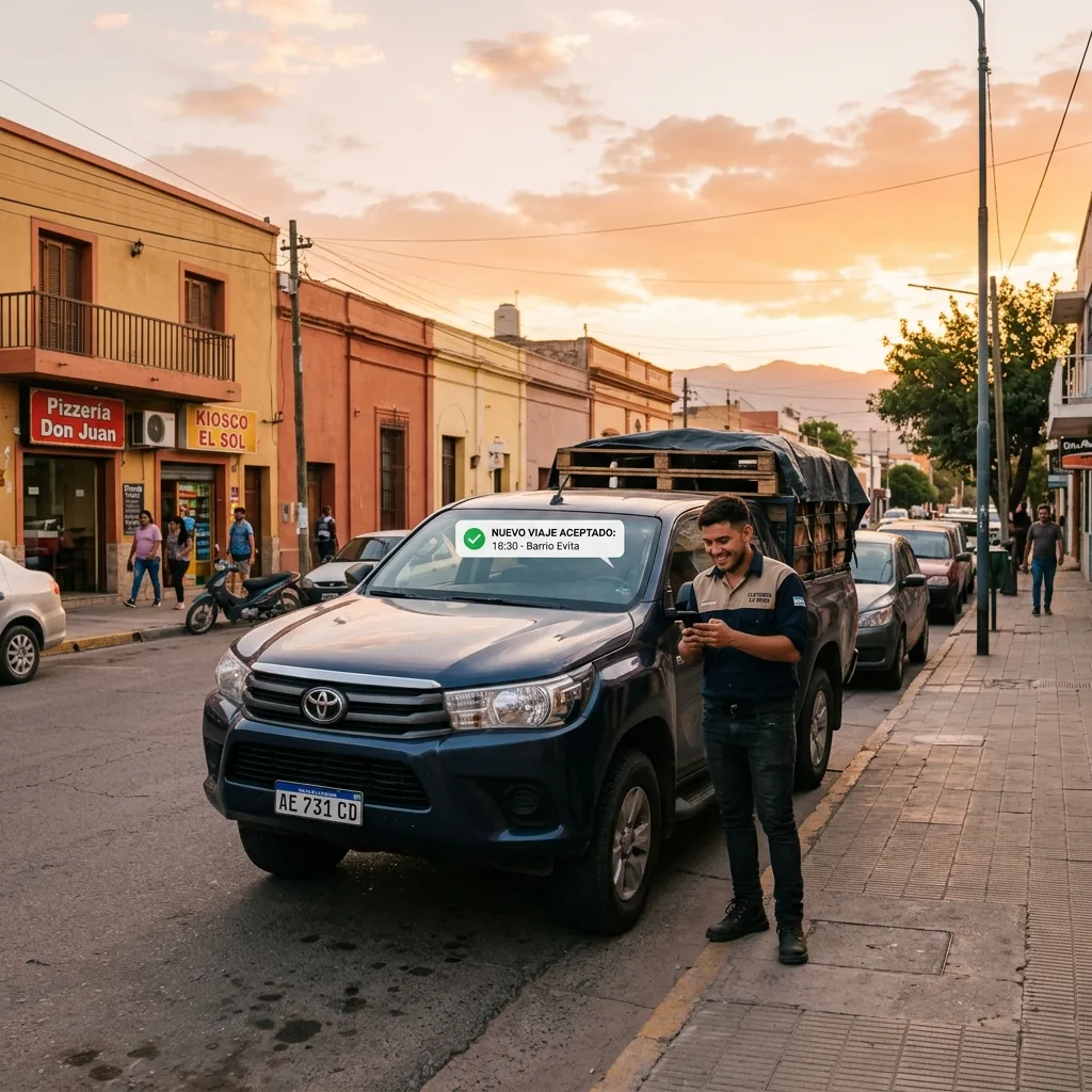 Repartidor de RutArg entregando pedidos de un comercio